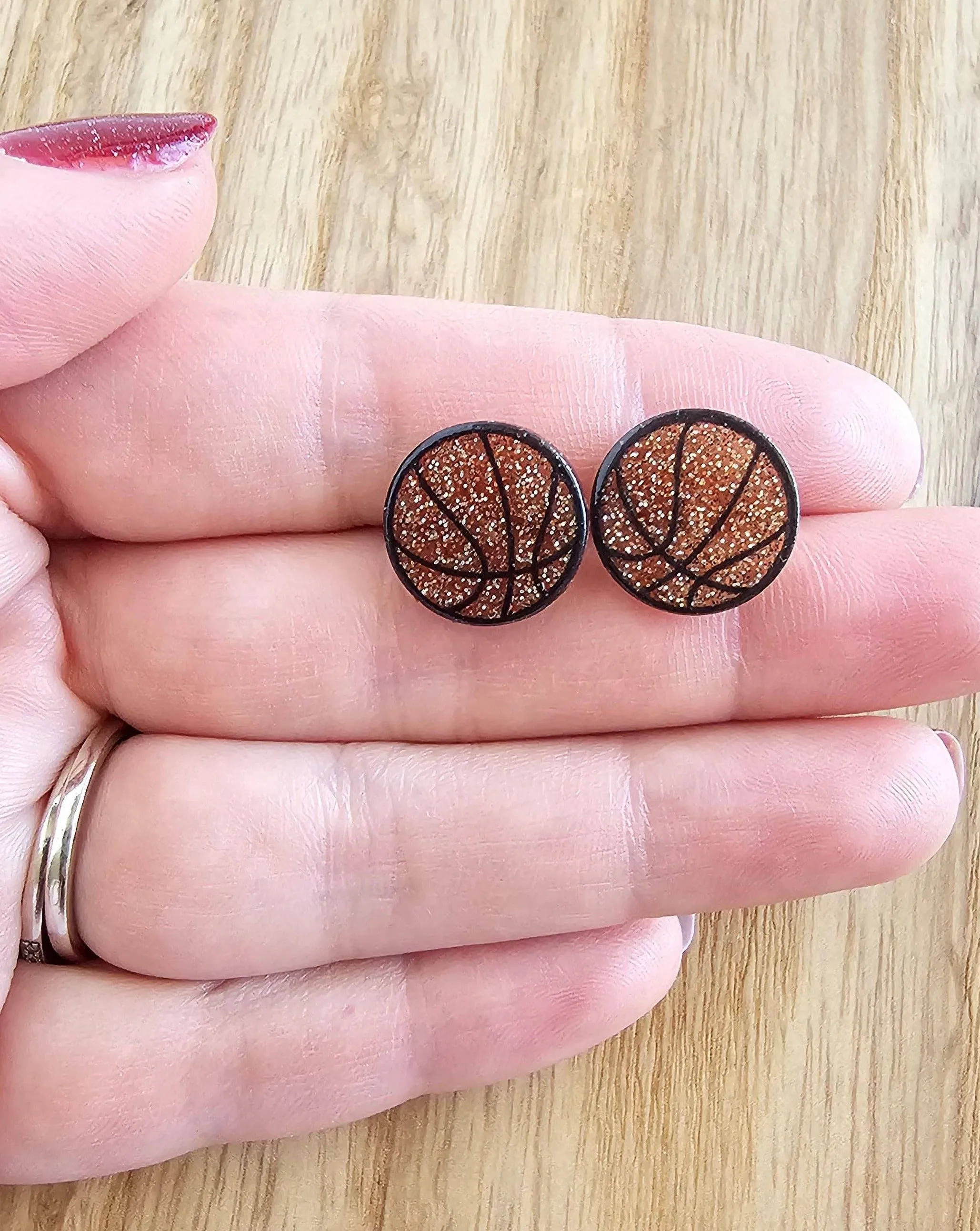 Glitter Basketball Studs