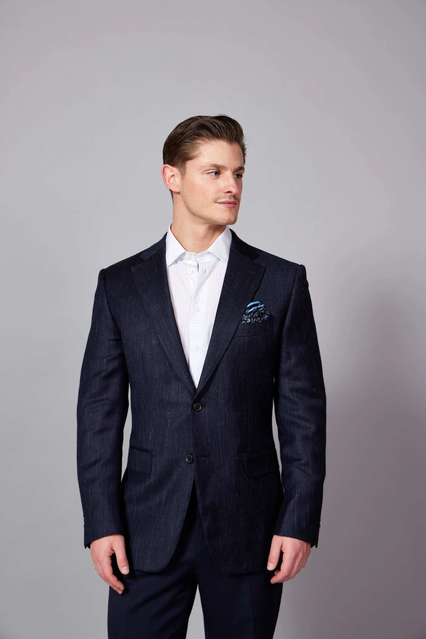 HENRY SARTORIAL DORMEUIL Wool/Silk/Linen Jacket NAVY REG