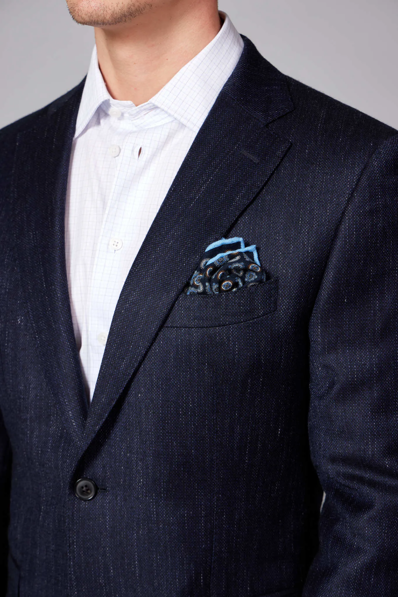 HENRY SARTORIAL DORMEUIL Wool/Silk/Linen Jacket NAVY REG