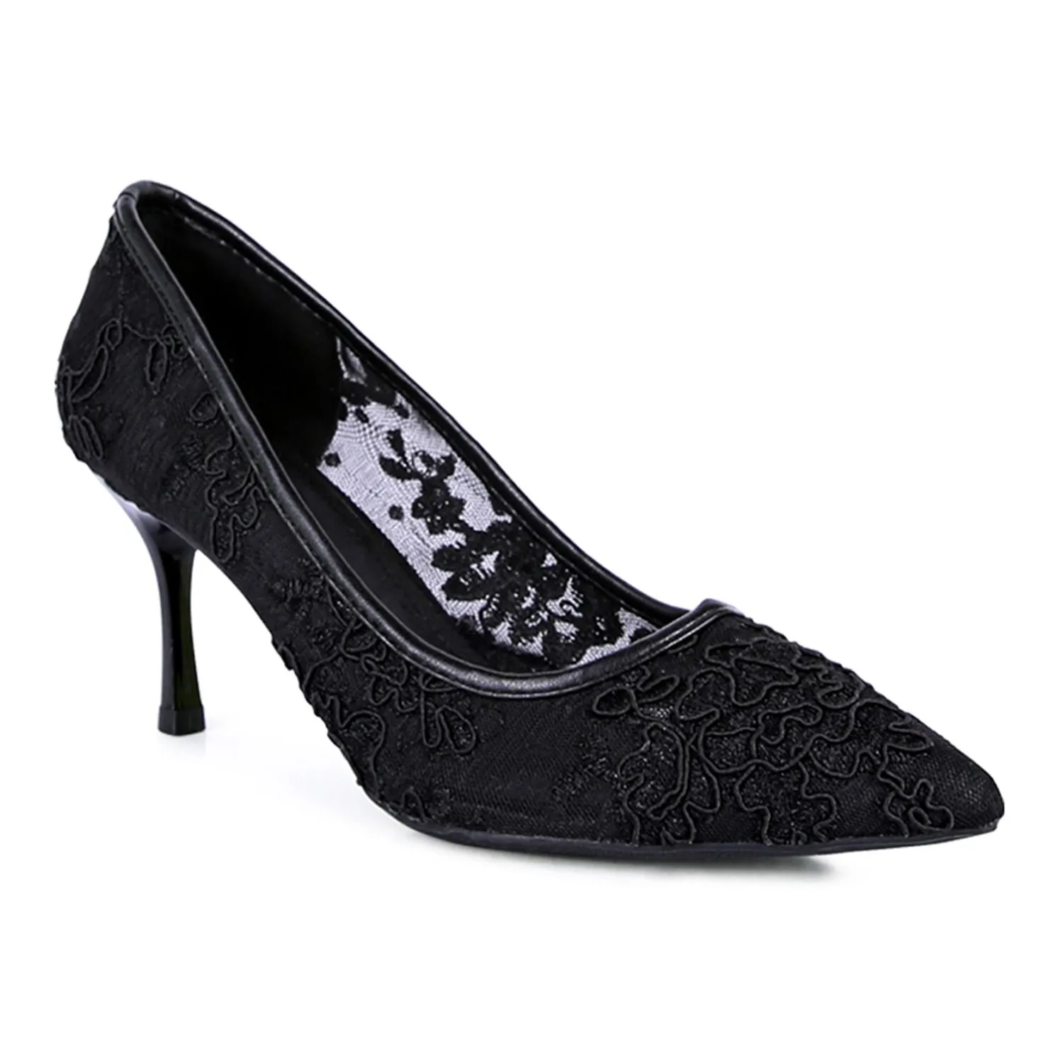 London Rag Reunion London Rag Women's Lace Stiletto Shoes, Black